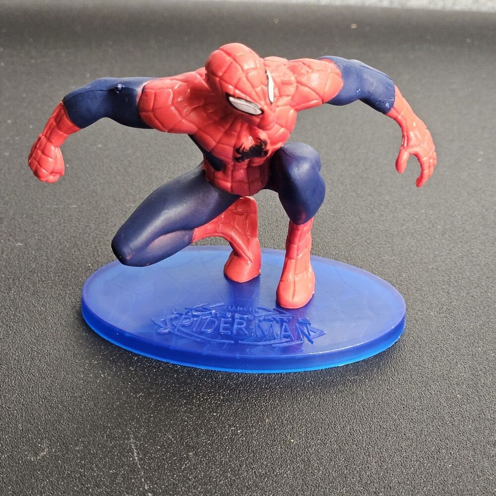 Spider-Man 3" PVC Mini Figure Crouching Pose w/ Base Marvel NEW Cake Topper Toy